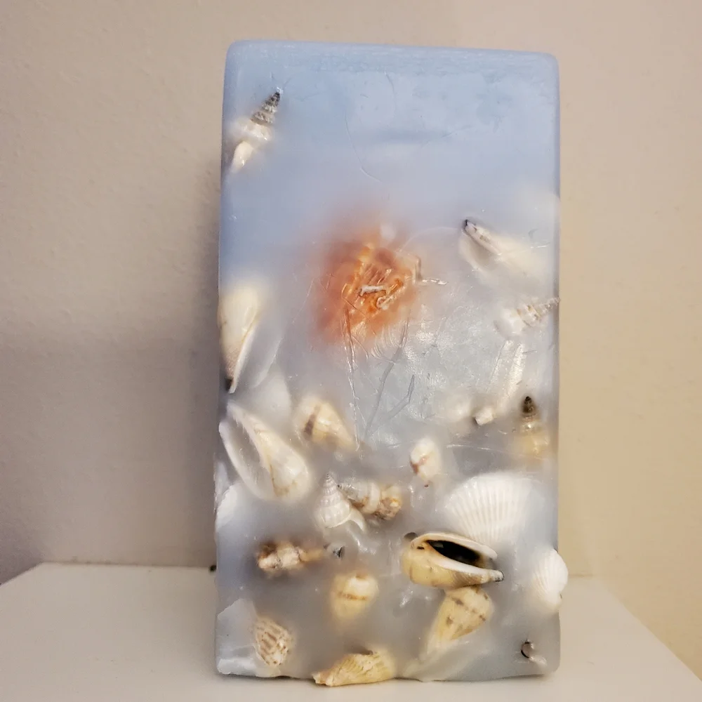 Blue Seashell Pillar Candle